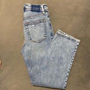 Abercrombie & Fitch ankle straight ultra high rise jeans with a few holes